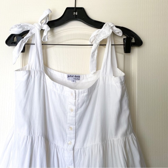 Juliet Dunn Dress Ric-Rac Tie Shoulder Midi Summer White Pastel Rainbow 2 EUC - Picture 5 of 10